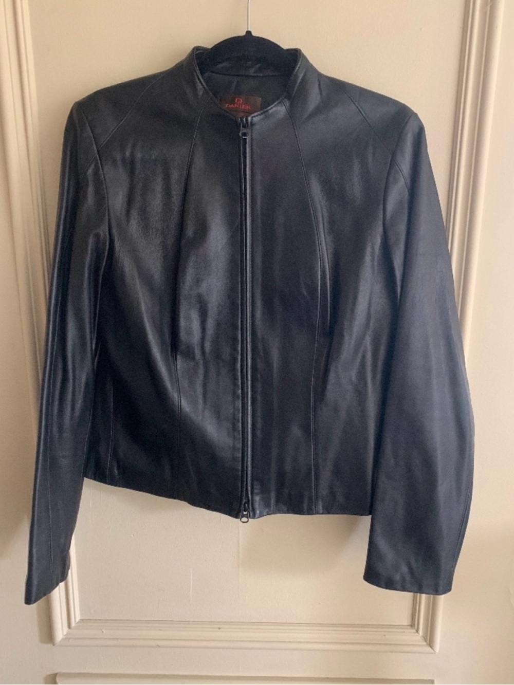 DANIER Black Leather Zip-Front Biker Jacket